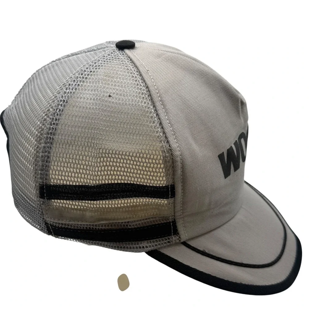Woods‎ Vintage Trucker Hat Gray Black Mesh Snapback Striped Graphic Cap